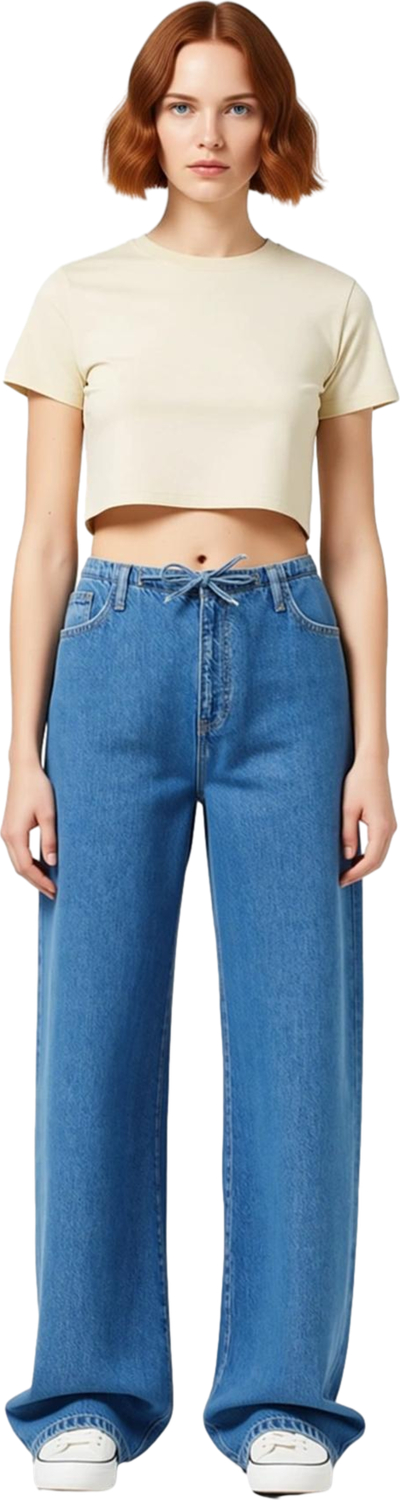 Kadın Geniş Paça Yüksek Bel Denim Pantolon Sürdürülebilir Tencel Fonksiyonel Dayanıklı Şık