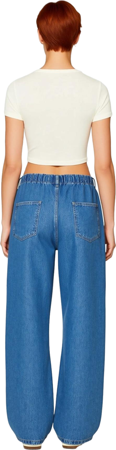 Kadın Geniş Paça Yüksek Bel Denim Pantolon Sürdürülebilir Tencel Fonksiyonel Dayanıklı Şık