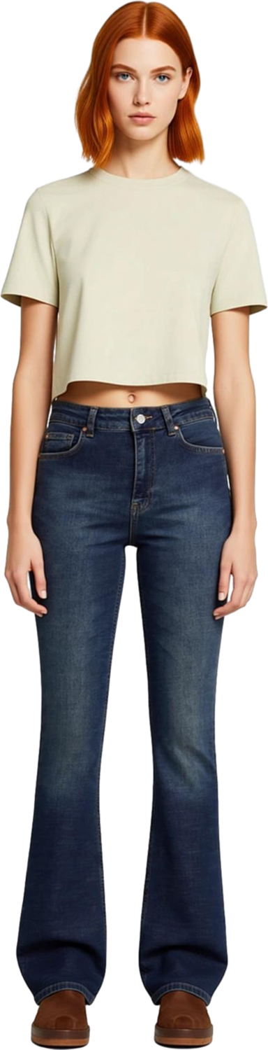 Kadın Normal Bel Flare Paça Denim Pantolon Esnek Kumaş Fonksiyonel Dayanıklı Kaliteli Spor