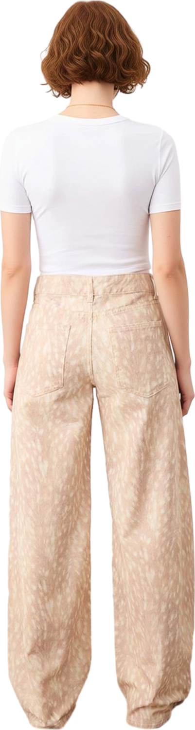 Genç Kadın Düşük Bel Wide Leg Jean Animal Baskı Fonksiyonel Dayanıklı Kaliteli Konforlu Şık