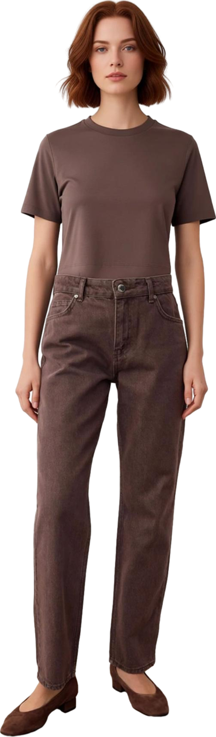 Kadın Yüksek Bel Straight Kesim Denim Pantolon Fonksiyonel Dayanıklı Kaliteli Konforlu Şık