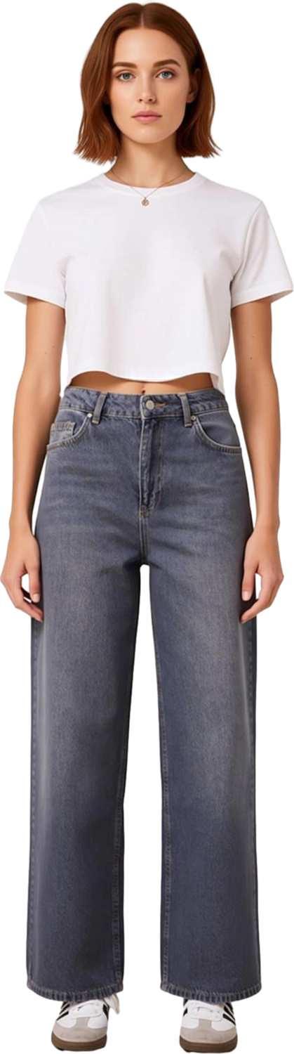 Kadın Cool & Comfort Geniş Paça Yüksek Bel Jean Fonksiyonel Dayanıklı Kaliteli Konforlu Şık