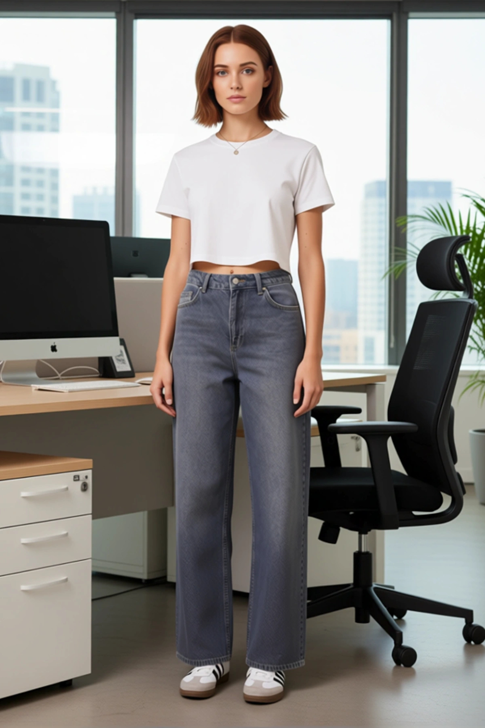 Kadın Cool & Comfort Geniş Paça Yüksek Bel Jean Fonksiyonel Dayanıklı Kaliteli Konforlu Şık