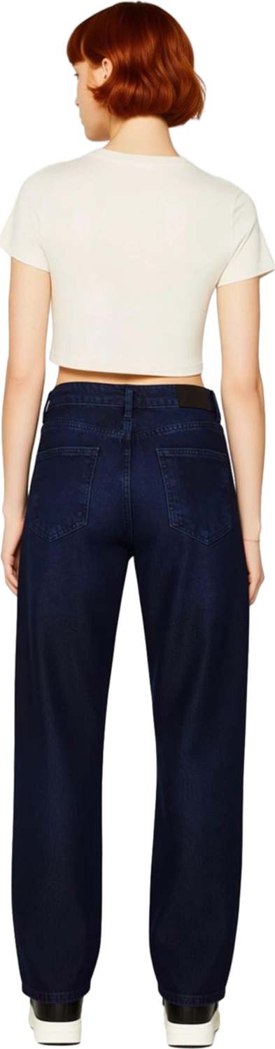 Kadın Gece Yüksek Bel Mom Kesim Denim Pantolon Fonksiyonel Dayanıklı Kaliteli Konforlu Şık