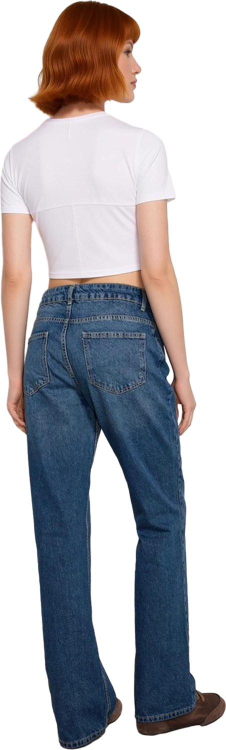 Kadın Düz Kesim Fermuar Kapamalı Jean Pantolon Fonksiyonel Dayanıklı Kaliteli Konforlu Şık