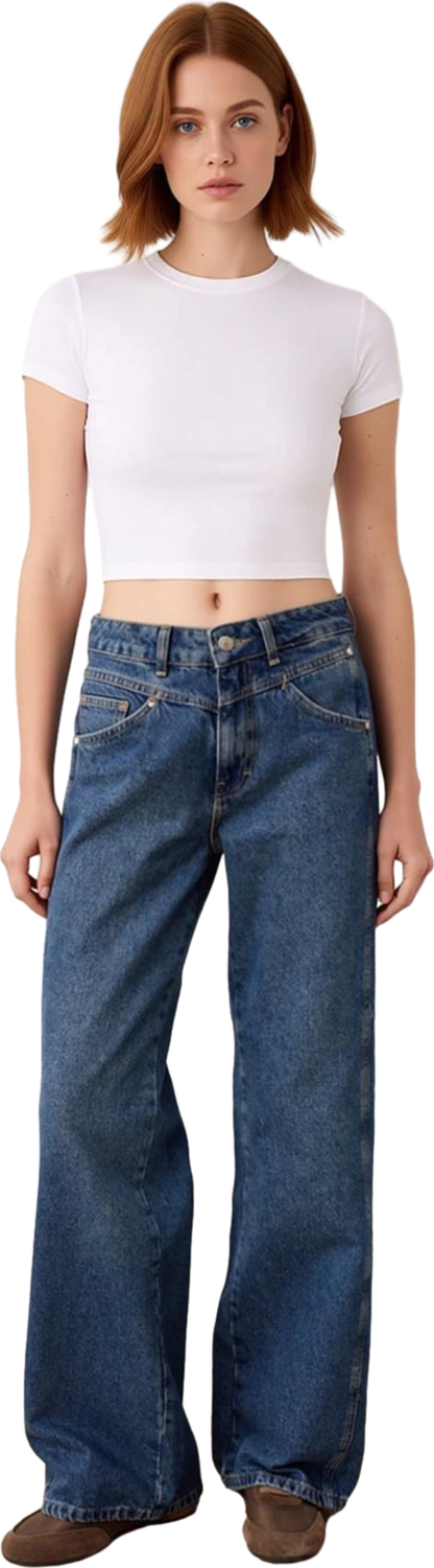 Kadın Dikiş Detaylı Wide Leg Jean Fonksiyonel Dayanıklı Kaliteli Konforlu Estetik Premium Şık