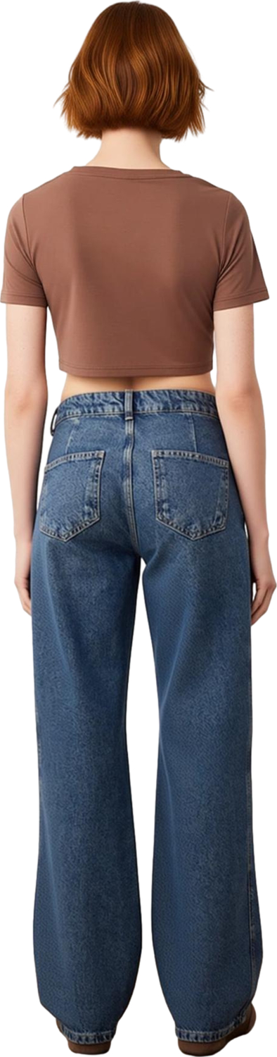 Kadın Dikiş Detaylı Wide Leg Jean Fonksiyonel Dayanıklı Kaliteli Konforlu Estetik Premium Şık
