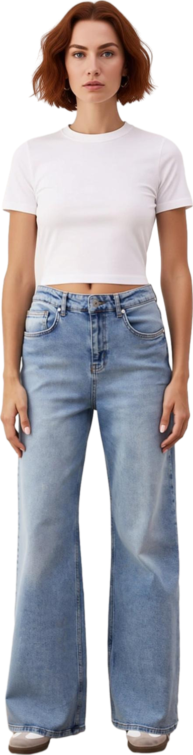 Kadın Wide Leg Esnek Denim Pantolon Fonksiyonel Dayanıklı Kaliteli Konforlu Estetik Modern