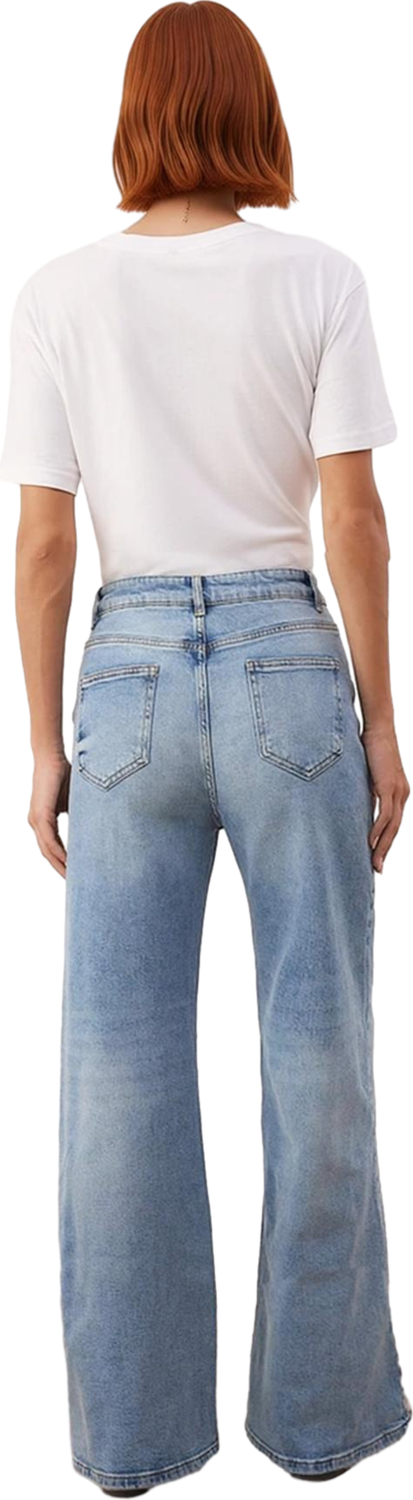 Kadın Wide Leg Esnek Denim Pantolon Fonksiyonel Dayanıklı Kaliteli Konforlu Estetik Modern