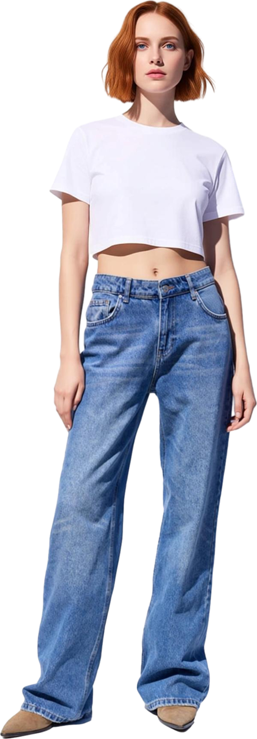 Kadın Wide Leg Denim Pantolon Rejeneratif Pamuk Fonksiyonel Dayanıklı Kaliteli Konforlu Şık