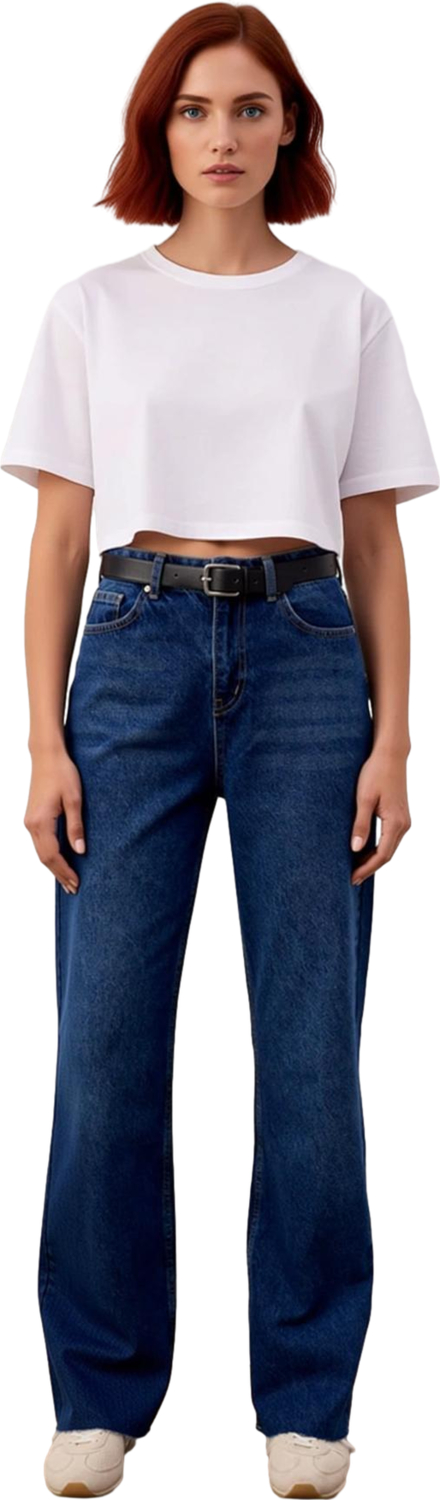 Kadın Yüksek Bel Wide Leg Denim Pantolon Fonksiyonel Dayanıklı Kaliteli Konforlu Estetik Şık