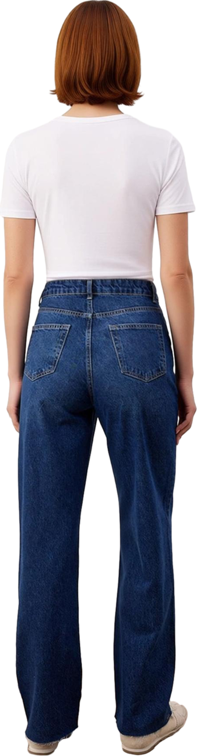 Kadın Yüksek Bel Wide Leg Denim Pantolon Fonksiyonel Dayanıklı Kaliteli Konforlu Estetik Şık