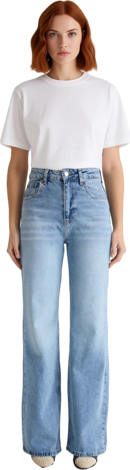 Kadın Pamuklu Denim Geniş Paça Pantolon Günlük Stil Özel Günler Yaz Aylarının Vazgeçilmezi