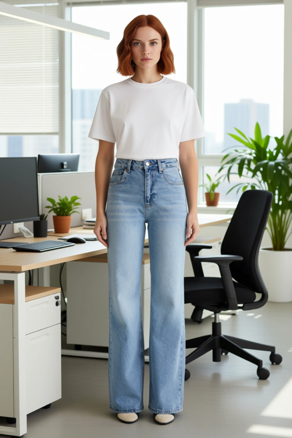 Kadın Pamuklu Denim Geniş Paça Pantolon Günlük Stil Özel Günler Yaz Aylarının Vazgeçilmezi