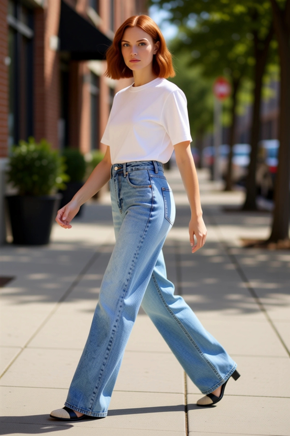 Kadın Pamuklu Denim Geniş Paça Pantolon Günlük Stil Özel Günler Yaz Aylarının Vazgeçilmezi