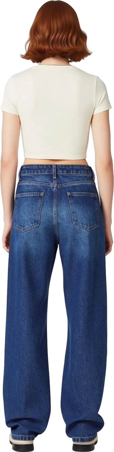 Koyu Wide Leg Jean Pantolon Kadın Günlük Fonksiyonel Dayanıklı Kaliteli Konforlu Estetik Şık