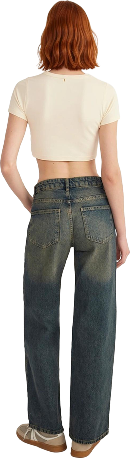 Kadın Vintage Düşük Bel Straight Leg Jean Pantolon Fonksiyonel Dayanıklı Kaliteli Konforlu