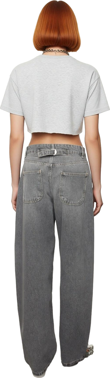 Kadın Geniş Paça Yüksek Bel Denim Pantolon Fonksiyonel Dayanıklı Kaliteli Konforlu Estetik