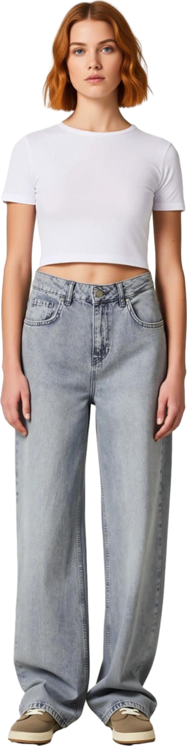 Kadın Wide Leg Denim Pantolon Yüksek Bel Fonksiyonel Dayanıklı Kaliteli Konforlu Estetik Şık