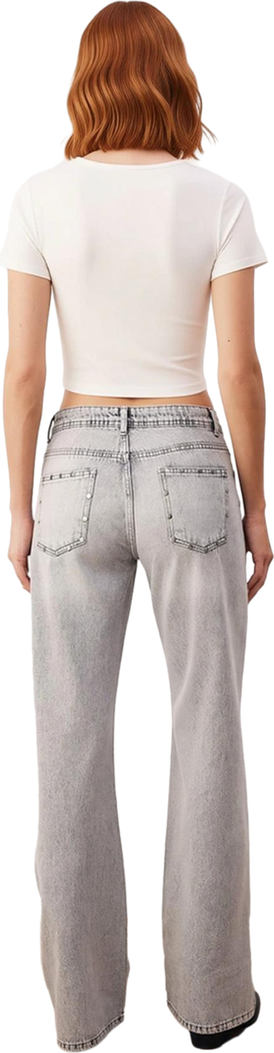 Kadın Cool & Comfort Yıldızlı Geniş Paça Jean Fonksiyonel Dayanıklı Kaliteli Konforlu Spor