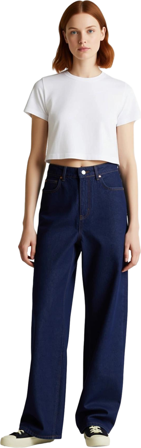 Kadın Geniş Paça Yüksek Bel Denim Pantolon Fonksiyonel Dayanıklı Kaliteli Konforlu Estetik