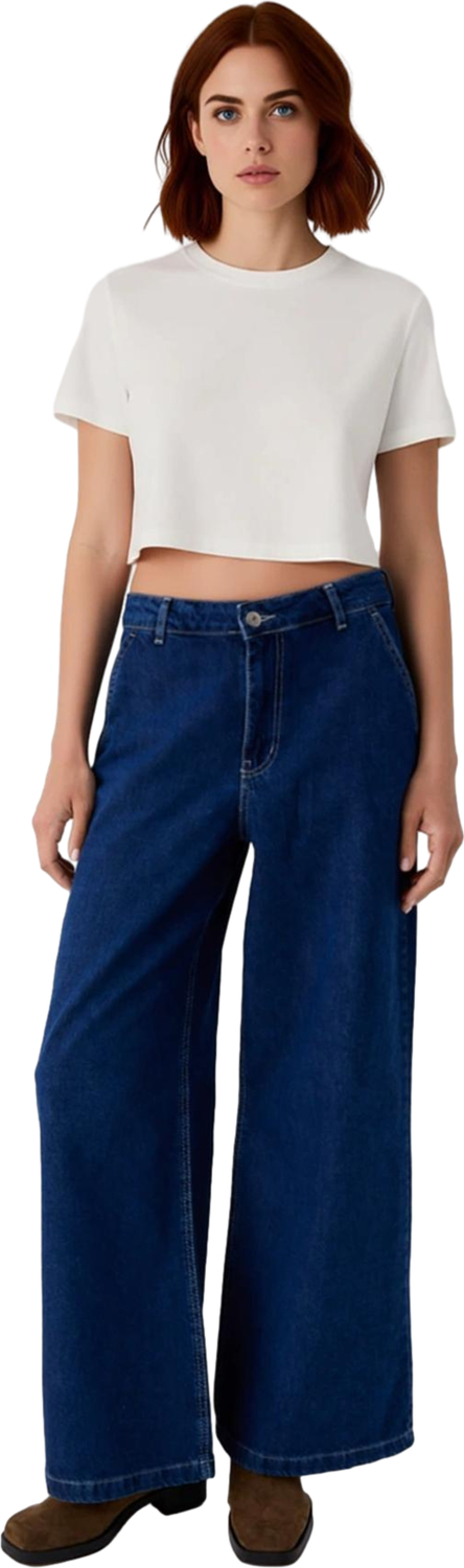 Kadın Wide Leg Denim Pantolon Fonksiyonel Dayanıklı Kaliteli Konforlu Estetik Premium Spor