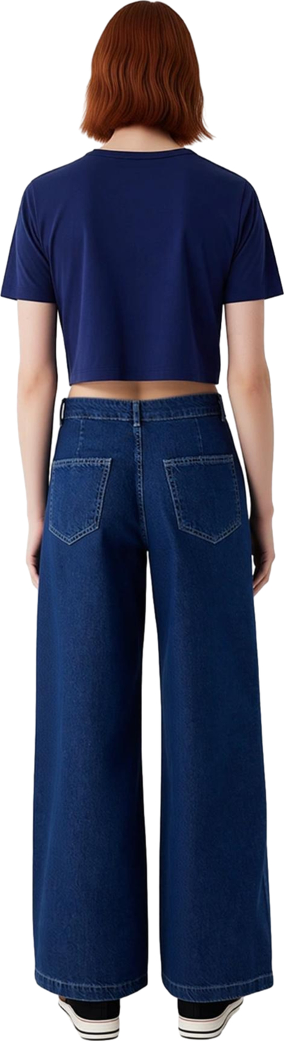 Kadın Wide Leg Denim Pantolon Fonksiyonel Dayanıklı Kaliteli Konforlu Estetik Premium Spor