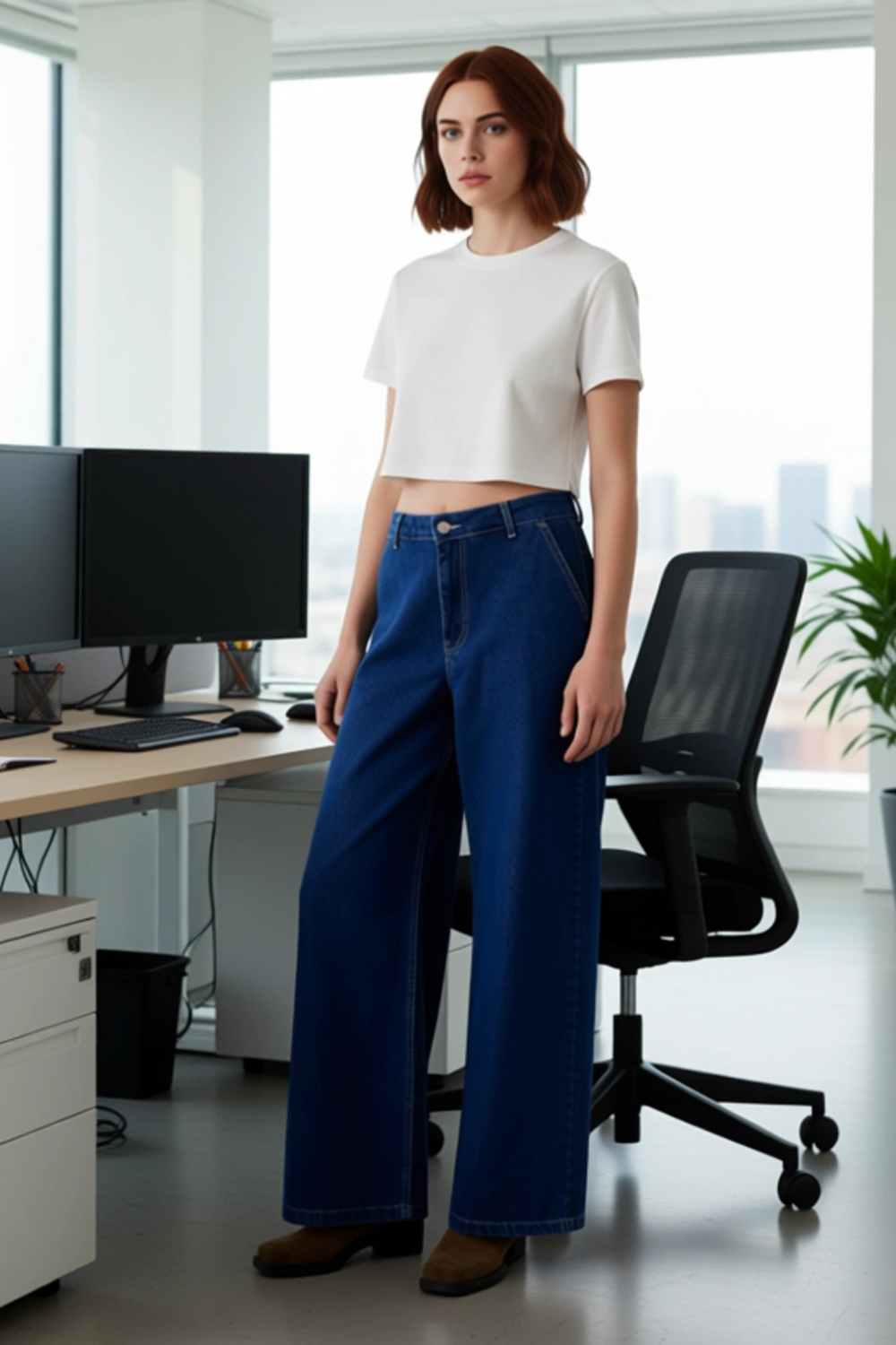 Kadın Wide Leg Denim Pantolon Fonksiyonel Dayanıklı Kaliteli Konforlu Estetik Premium Spor