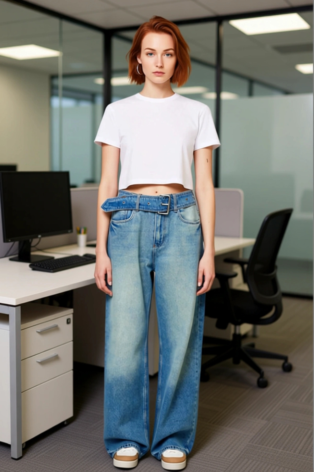 Kadın Wide Leg Kemerli Kot Pantolon Fonksiyonel Dayanıklı Kaliteli Konforlu Estetik Modern