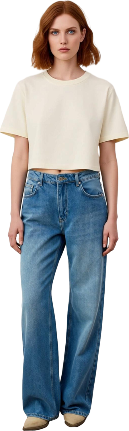 Kadın Wide Leg Denim Pantolon Yüksek Bel Fonksiyonel Dayanıklı Kaliteli Konforlu Estetik Şık