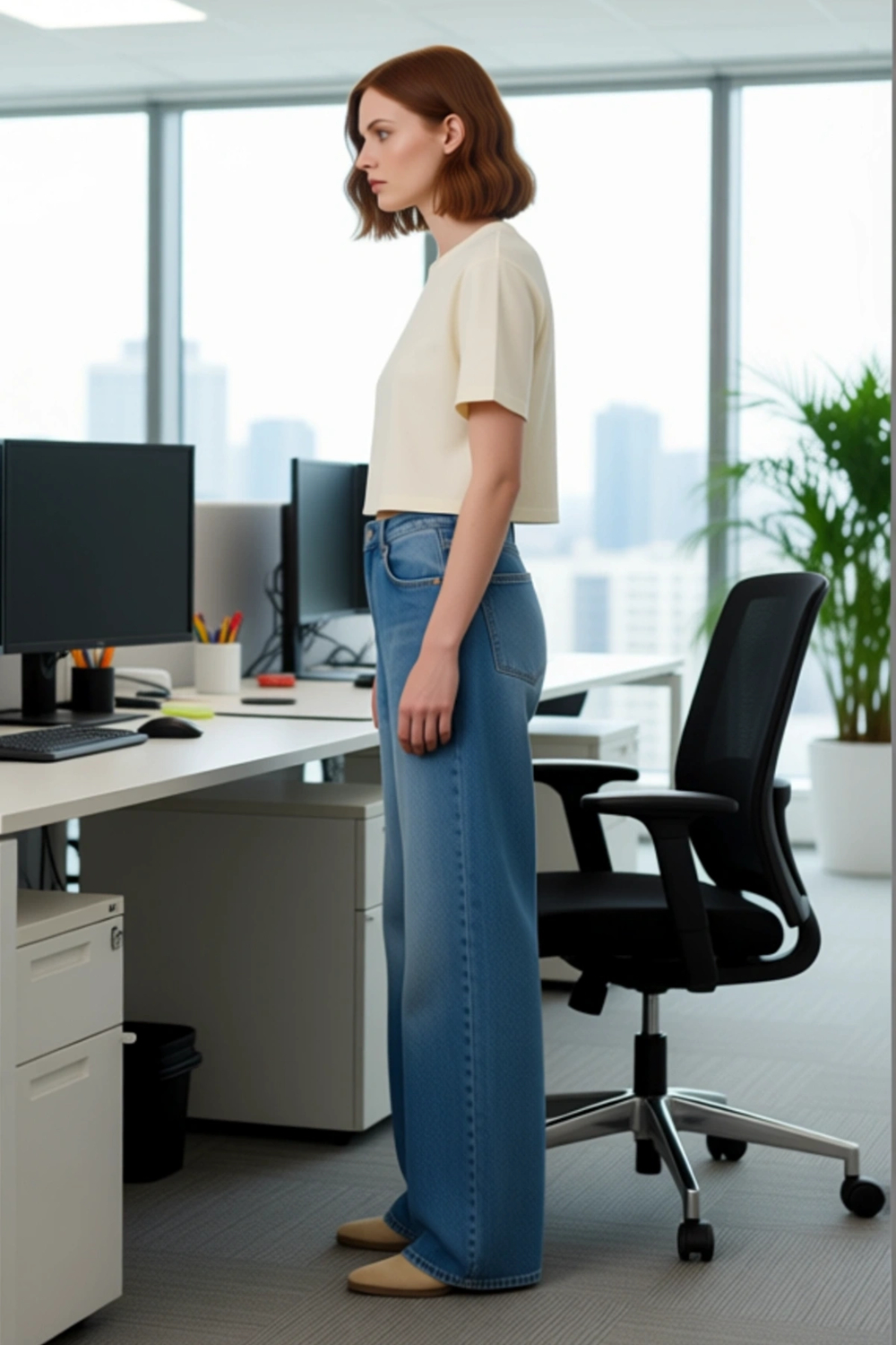 Kadın Wide Leg Denim Pantolon Yüksek Bel Fonksiyonel Dayanıklı Kaliteli Konforlu Estetik Şık