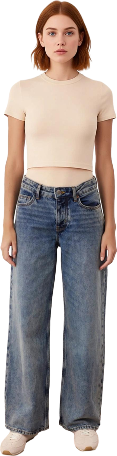Kadın Denim Geniş Bacak Pantolon Fonksiyonel Dayanıklı Kaliteli Konforlu Estetik Premium Şık