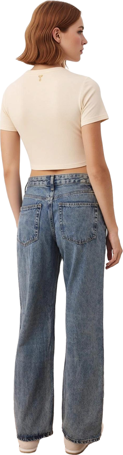 Kadın Denim Geniş Bacak Pantolon Fonksiyonel Dayanıklı Kaliteli Konforlu Estetik Premium Şık