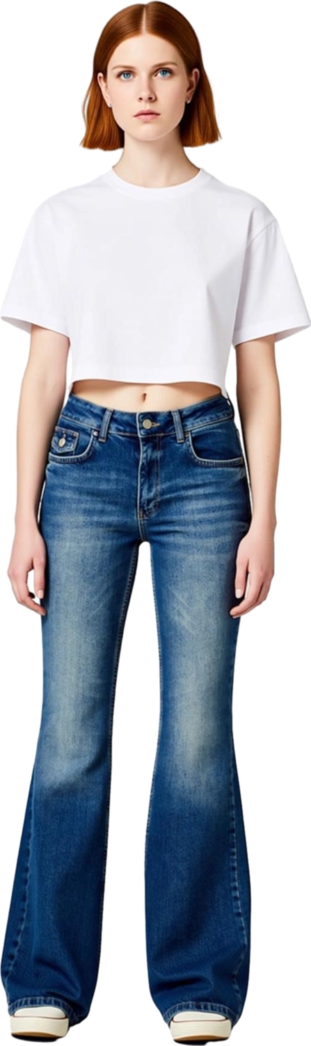Kadın Flare Kesim Denim Pantolon Dikiş Detaylı Fonksiyonel Dayanıklı Kaliteli Konforlu Şık