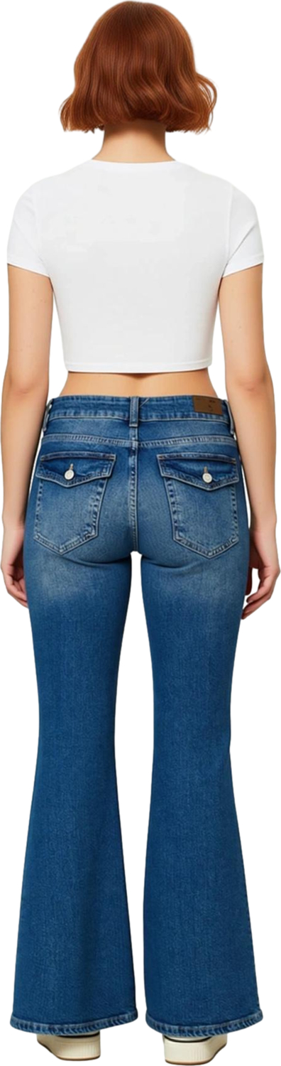 Kadın Flare Kesim Denim Pantolon Dikiş Detaylı Fonksiyonel Dayanıklı Kaliteli Konforlu Şık