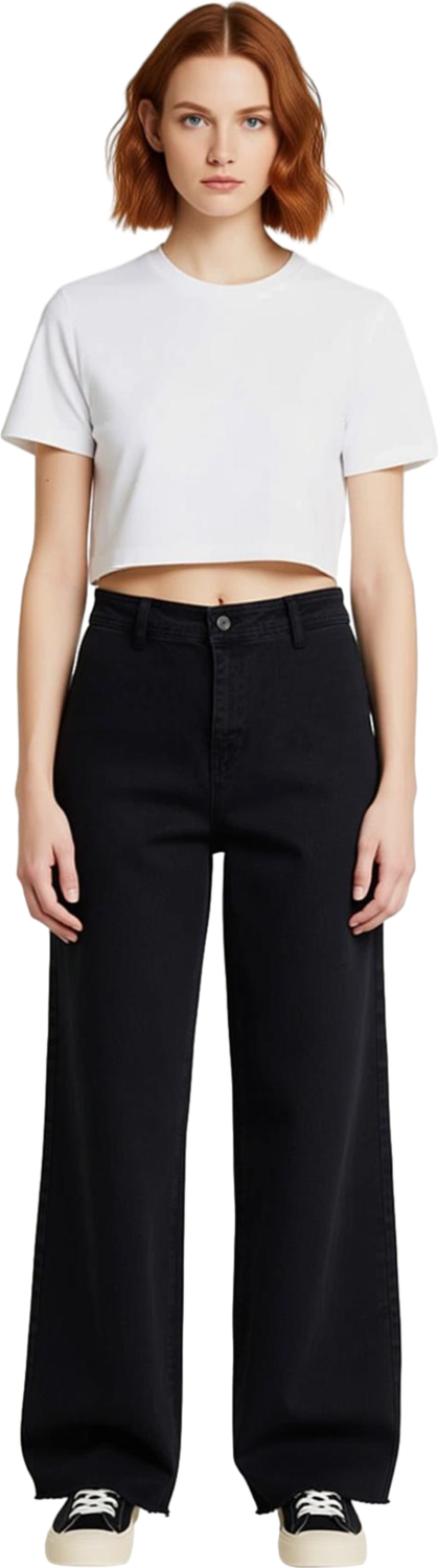 Yüksek Bel Kesik Paçalı Wide Leg Jean Kadın Fonksiyonel Dayanıklı Kaliteli Konforlu Modern