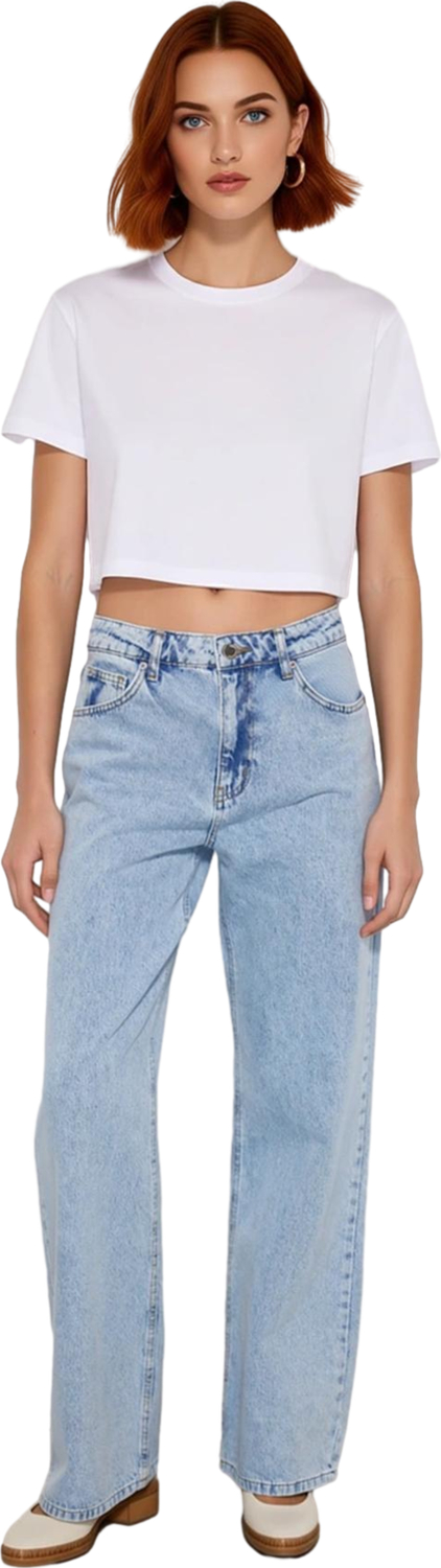 Kadın Açık Wide Leg Denim Pantolon Yüksek Bel Fonksiyonel Dayanıklı Kaliteli Konforlu Spor