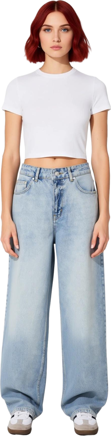 Kadın Açık Bol Kesim Normal Bel Denim Pantolon Fonksiyonel Dayanıklı Kaliteli Konforlu Şık