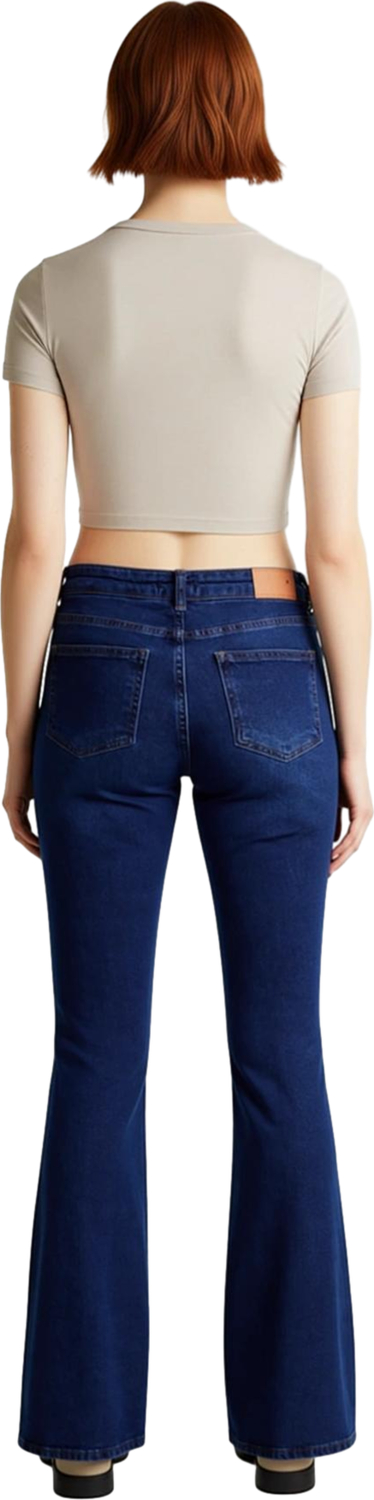 Kadın Yüksek Bel Flare Denim Pantolon Fonksiyonel Dayanıklı Kaliteli Konforlu Estetik Spor
