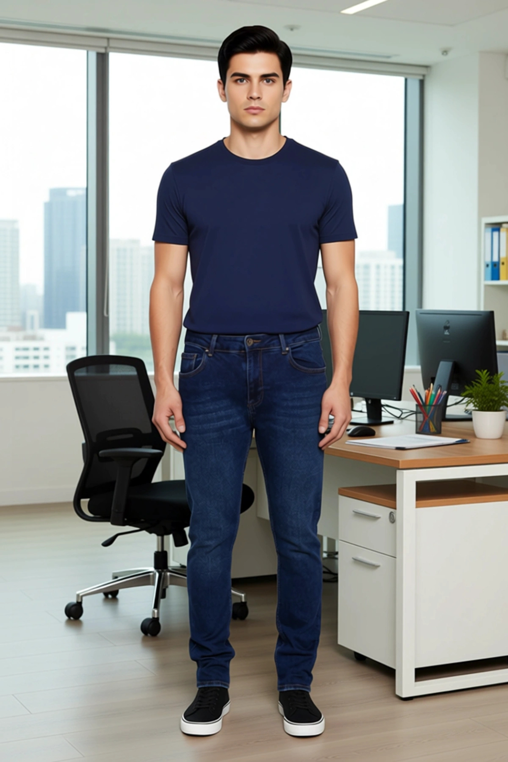 Erkek Slim Fit Esnek Kot Pantolon Casual Tarz Fonksiyonel Dayanıklı Kaliteli Konforlu Spor