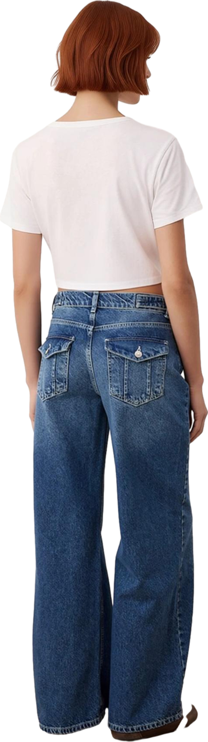 Kadın Wide Leg Düşük Bel Jean Pantolon Fonksiyonel Dayanıklı Kaliteli Konforlu Estetik Şık