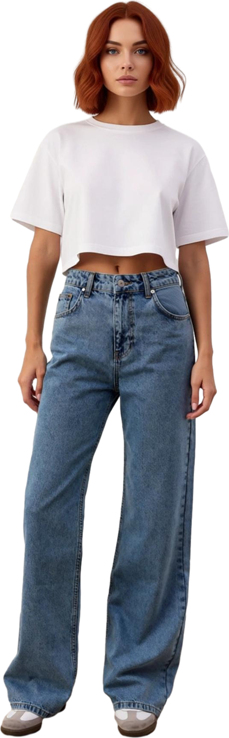 Kadın Wide Leg Yüksek Bel Denim Pantolon Fonksiyonel Dayanıklı Kaliteli Konforlu Estetik Şık