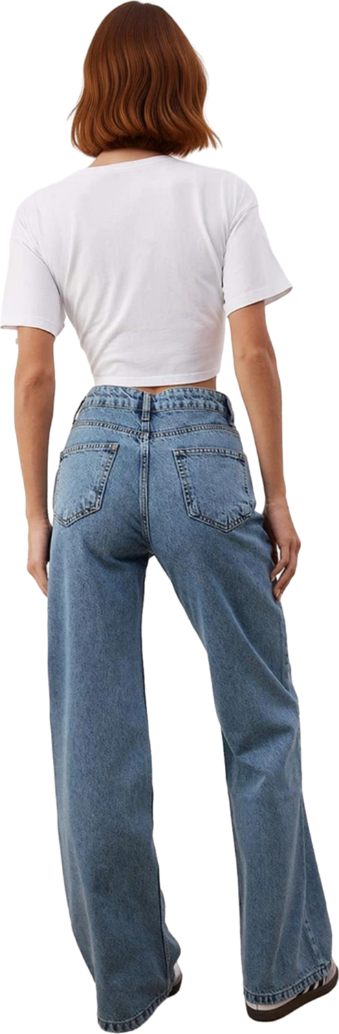 Kadın Wide Leg Yüksek Bel Denim Pantolon Fonksiyonel Dayanıklı Kaliteli Konforlu Estetik Şık
