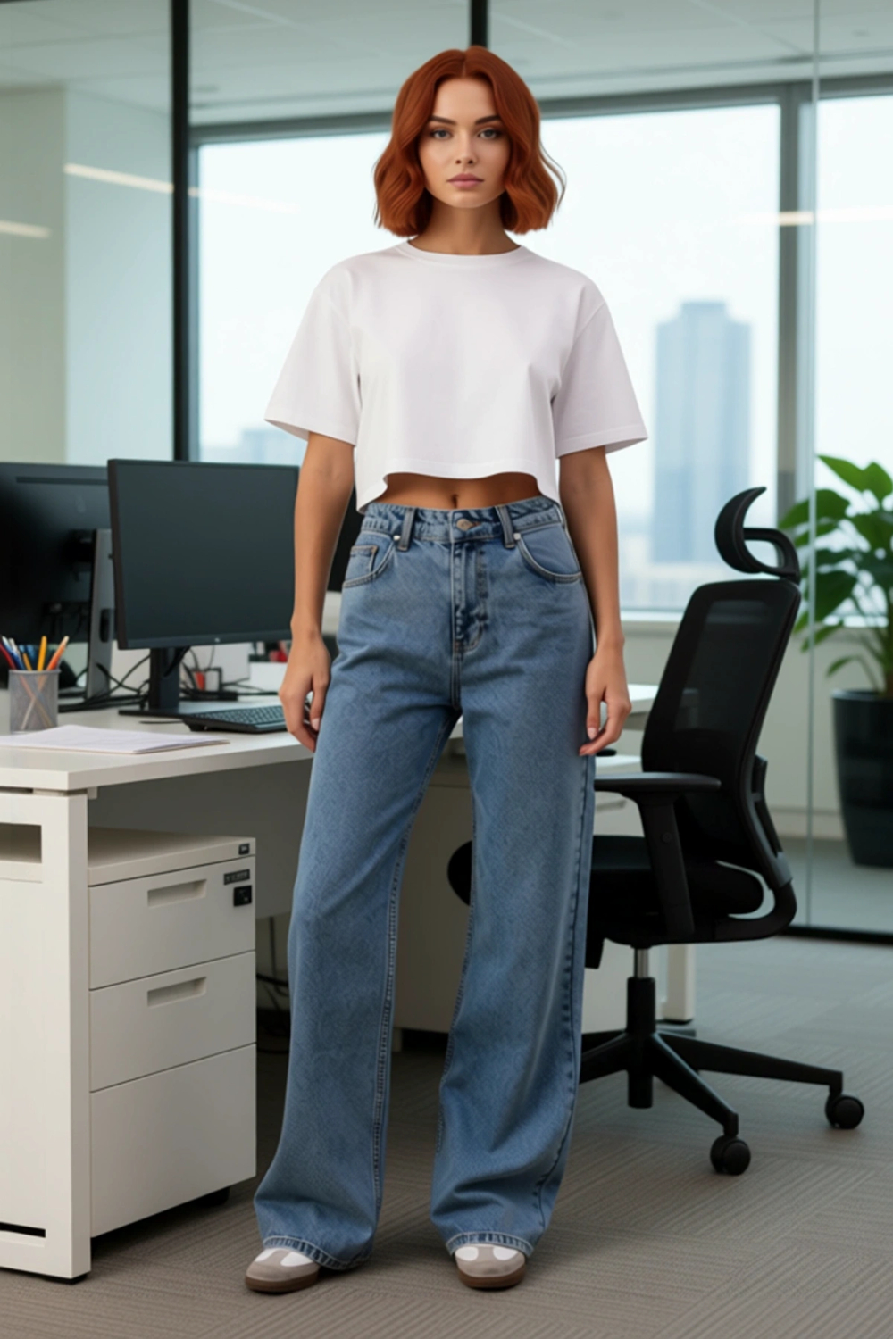 Kadın Wide Leg Yüksek Bel Denim Pantolon Fonksiyonel Dayanıklı Kaliteli Konforlu Estetik Şık