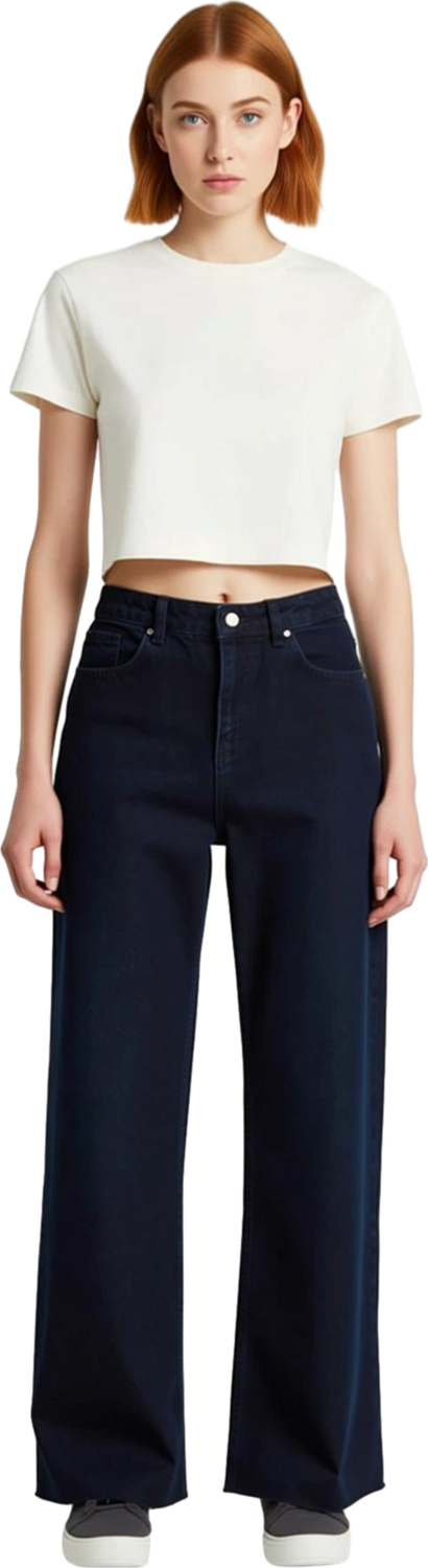 Kadın Yüksek Bel Kesimli Wide Leg Jean Pantolon Fonksiyonel Dayanıklı Kaliteli Konforlu Şık