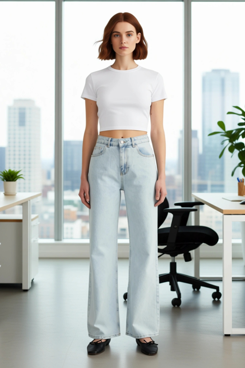 Kadın Açık Wide Leg Kot Pantolon Yüksek Bel Fonksiyonel Dayanıklı Kaliteli Konforlu Modern