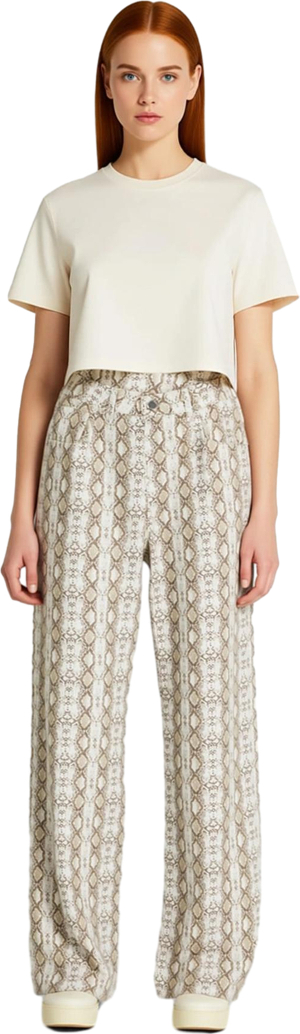 Kadın Yılan Desenli Wide Leg Kot Pantolon Yüksek Bel Fonksiyonel Dayanıklı Kaliteli Modern