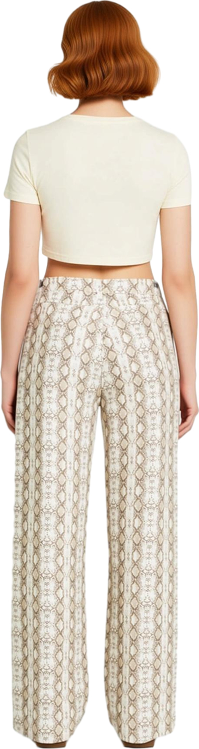 Kadın Yılan Desenli Wide Leg Kot Pantolon Yüksek Bel Fonksiyonel Dayanıklı Kaliteli Modern