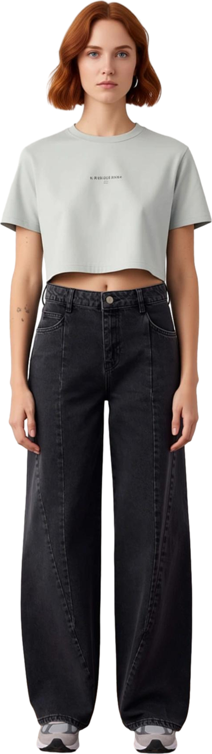 Kadın Wide Leg Dikiş Detaylı Jean Pantolon Fonksiyonel Dayanıklı Kaliteli Konforlu Estetik