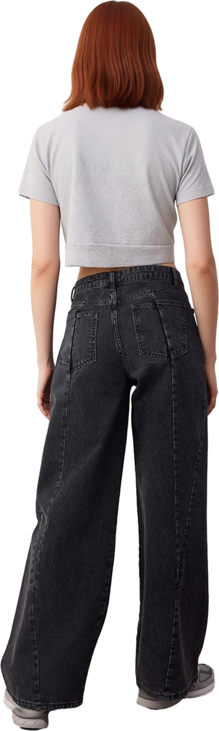 Kadın Wide Leg Dikiş Detaylı Jean Pantolon Fonksiyonel Dayanıklı Kaliteli Konforlu Estetik